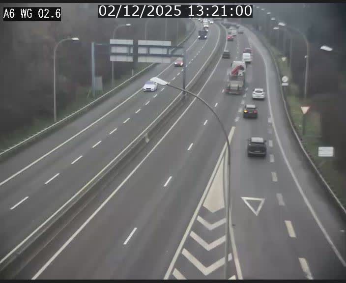 Traffic live webcam Luxembourg Croix de Cessange - A6 - BK 2.6 - direction France/Allemagne