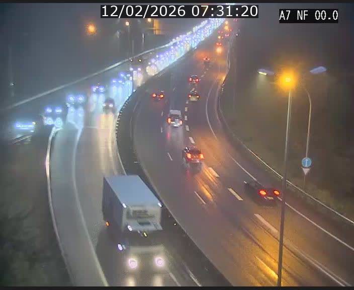 Caméra autoroute Luxembourg A7 - Echangeur A1/A7 Grünewald direction Tunnel Stafelter