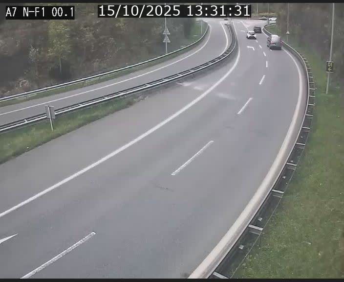 Webcam autoroute Luxembourg A7 située dans la sortie 1 Waldhof, vers la N11, avant le Tunnel Stafelter
