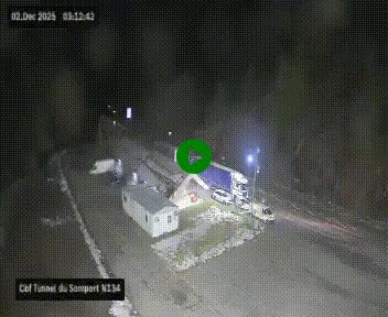 Webcam à l'entrée du tunnel du Somport, côté français, sur la N134, dans les Pyrénées, en direction de l'Espagne, à 1116 mètres d'altitude