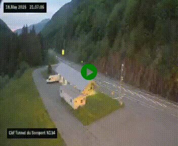 Webcam à l'entrée du tunnel du Somport, côté français, sur la N134, dans les Pyrénées, en direction de l'Espagne, à 1116 mètres d'altitude