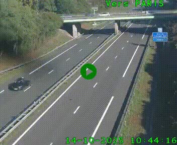 Caméra routière sur l'autoroute A20 au nord de Limoges, à la jonction avec la N520. Vue orientée vers Paris