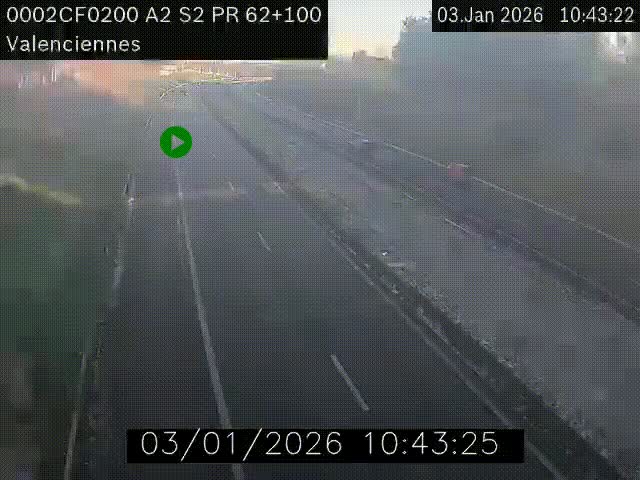 Webcam autoroute A2 à Valenciennes. Vue orientée vers Maubeuge et Mons (Belgique)