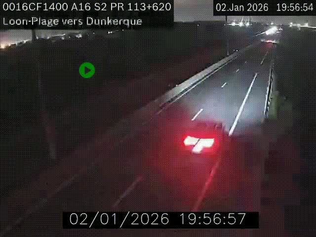 Webcam autoroute A16 à hauteur de Loon-Plage. Vue orientée vers Dunkerque et la Belgique.