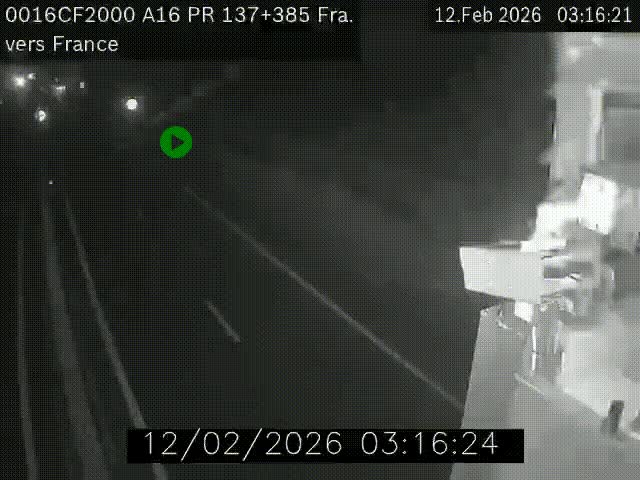 Webcam à la frontière franco-belge au niveau de Bray-Dunes/De-Panne sur l'autoroute A16. Vue orientée vers Calais