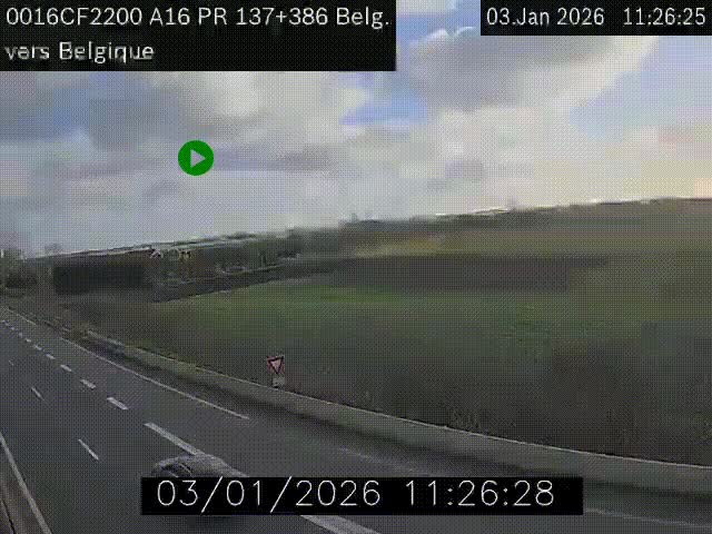 Webcam à la frontière franco-belge au niveau de Bray-Dunes/De-Panne sur l'autoroute A16. Vue orientée vers la Belgique