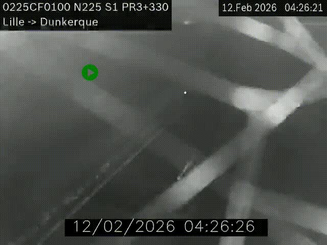 Webcam autoroute A25 (N225) à hauteur de Bergues (Bierne). Vue orientée vers Dunkerque.