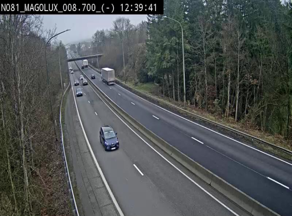 Webcam sur la N81 (E411) à hauteur de la jonction avec la N883. Vue orientée vers Arlon