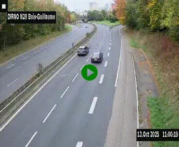 Webcam routière à hauteur de Bois-Guillaume en périphérie de Rouen. Vue orientée vers Rouen