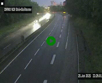 Webcam routière à hauteur de Bois-Guillaume en périphérie de Rouen. Vue orientée vers Rouen