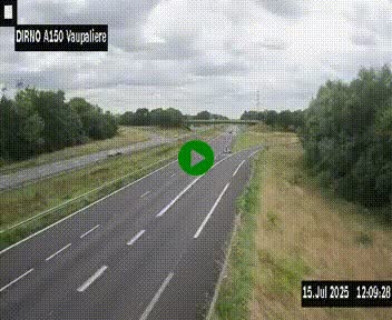 Webcam autoroute A150 à hauteur de La Vaupalière en périphérie de Rouen. Vue orientée vers Rouen
