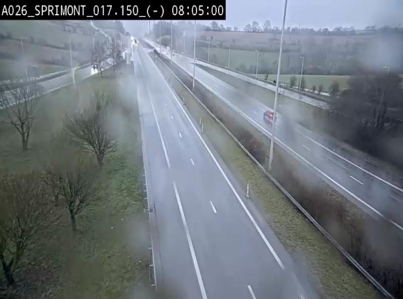 Webcam E25 (A26) à hauteur de Sprimont en direction de Liège et en provenance de Bastogne