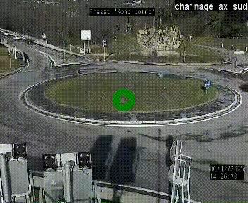 Webcam au nord d'Ax-les-Thermes au niveau de l'aire de chaînage de la N20. Vue orientée vers les Pyrénées, en direction de Pas de la Case