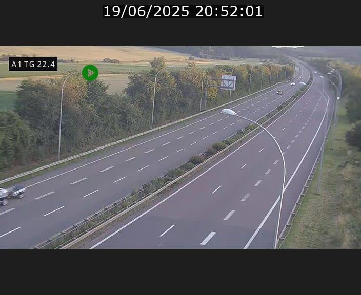 Traffic live webcam Luxembourg Flaxweiler - A1 direction Luxembourg - BK 22.4