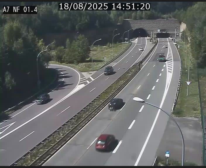 Caméra autoroute Luxembourg A7 - Echangeur Waldhaff - direction Tunnel Stafelter