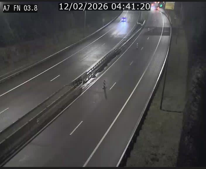 Caméra autoroute Luxembourg A7 - Passage à gibier Rëngelbour - direction Tunnel Stafelter
