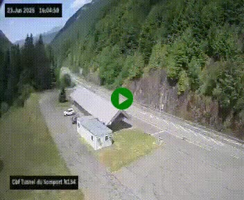 Webcam à l'entrée du tunnel du Somport, côté français, sur la N134, dans les Pyrénées, en direction de l'Espagne, à 1116 mètres d'altitude