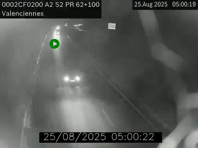 Webcam autoroute A2 à Valenciennes. Vue orientée vers Maubeuge et Mons (Belgique)