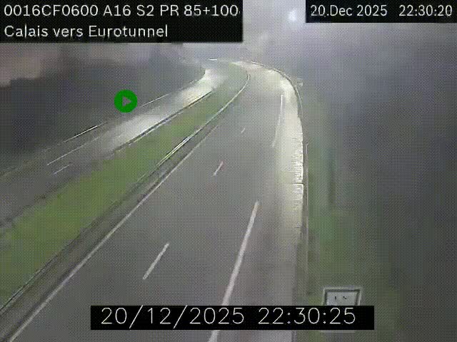 Webcam A16 à Calais en direction du Tunnel sous la Manche (Eurotunnel)