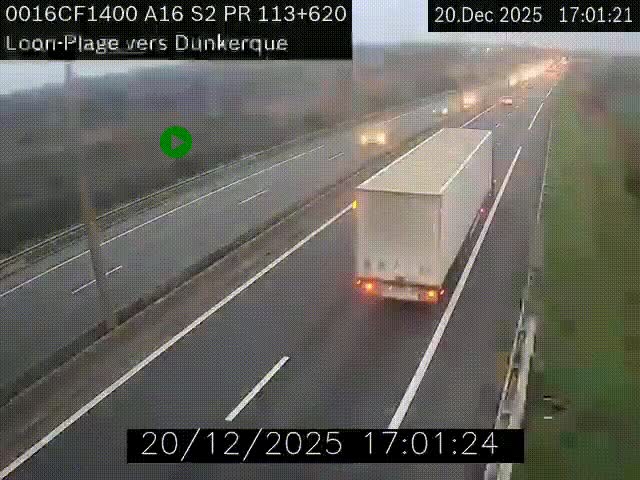 Webcam autoroute A16 à hauteur de Loon-Plage. Vue orientée vers Dunkerque et la Belgique.
