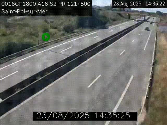 Webcam autoroute A16 à proximité de Dunkerque, à hauteur de la sortie Saint-Pol-sur-Mer. Vue orientée vers Calais