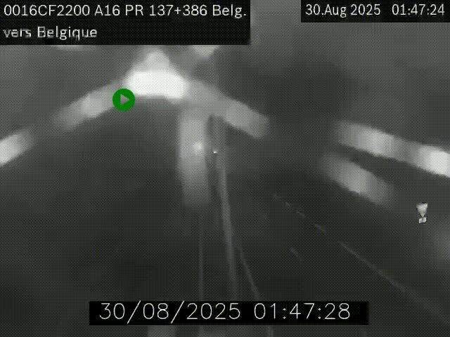 Webcam à la frontière franco-belge au niveau de Bray-Dunes/De-Panne sur l'autoroute A16. Vue orientée vers la Belgique