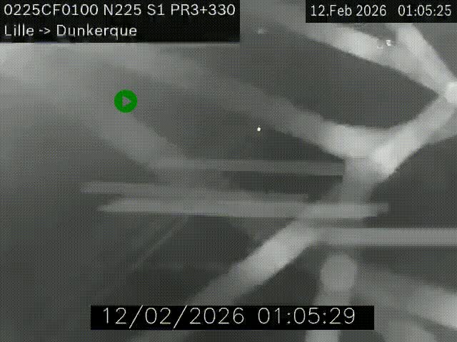 Webcam autoroute A25 (N225) à hauteur de Bergues (Bierne). Vue orientée vers Dunkerque.