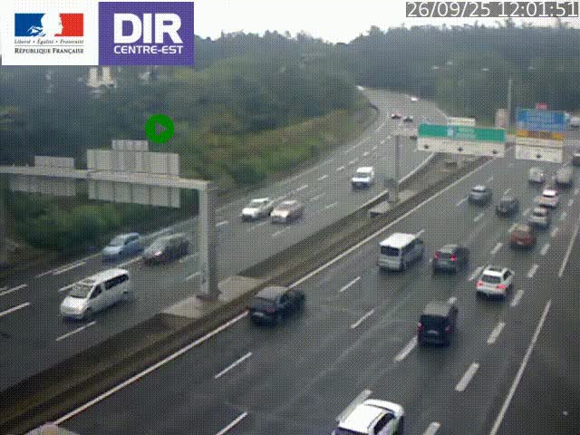 Caméra de circulation routière sur le boulevard périphérique Laurent Bonnevay de Lyon (D383) à hauteur de Bron, avant la jonction avec l'A43. Vue orientée vers l'échangeur
