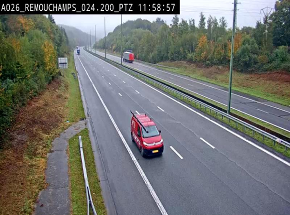 Webcam E25/A26 à Aywalle, à hauteur de Spa. Vue orientée vers Liège