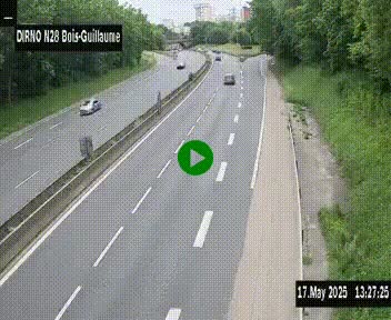 Webcam routière à hauteur de Bois-Guillaume en périphérie de Rouen. Vue orientée vers Rouen