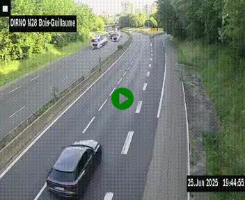 Webcam routière à hauteur de Bois-Guillaume en périphérie de Rouen. Vue orientée vers Rouen