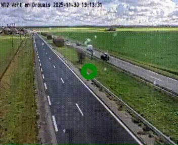Webcam à hauteur de Vert-en-Drouais sur la N12, en périphérie de Dreux. Vue orientée vers Alençon