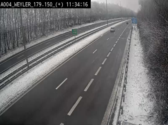 Webcam entre la sortie Arlon et la sortie Weyler sur l'E411. Vue orientée vers Luxembourg
