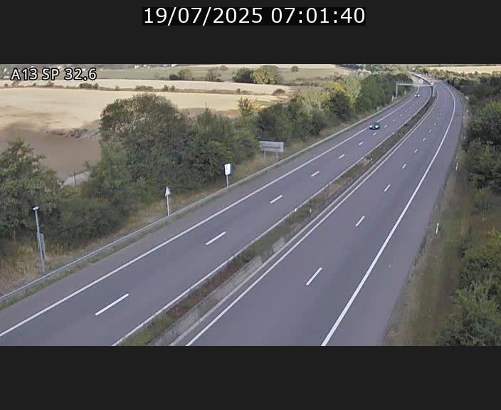 Webcam info trafic A13 à hauteur de Mondorf-les-bains. Vue orientée vers Altwies