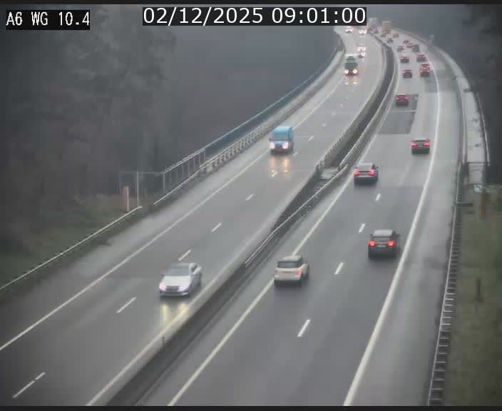 Traffic live webcam Luxembourg Mamer - A6 - BK 10.4 - direction Luxembourg/France/Allemagne