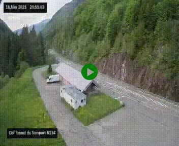 Webcam à l'entrée du tunnel du Somport, côté français, sur la N134, dans les Pyrénées, en direction de l'Espagne, à 1116 mètres d'altitude