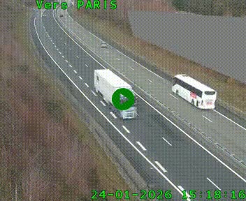 Caméra routière sur l'autoroute A20 à Saint-Pardoux-l'Ortigier, à la jonction avec l'A89. Vue orientée vers Paris