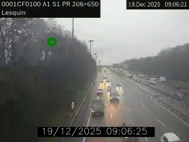 Webcam autoroute A1 à hauteur de Lesquin. Vue orientée vers Lille