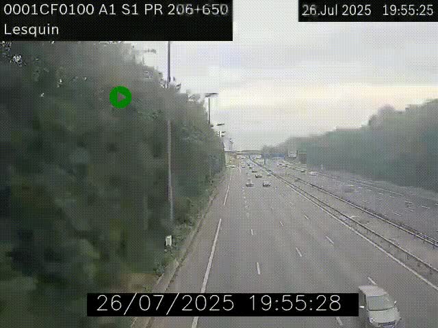 Webcam autoroute A1 à hauteur de Lesquin. Vue orientée vers Lille