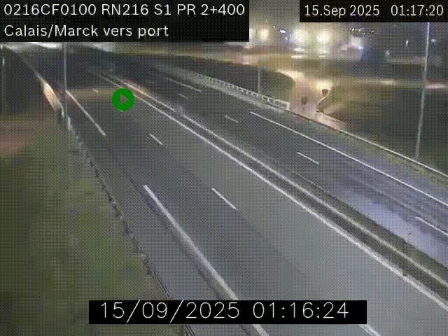 Webcam à Calais sur A216 (N216) en direction du port (harbour) de Calais.