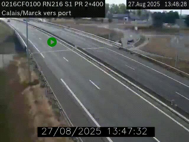 Webcam à Calais sur A216 (N216) en direction du port (harbour) de Calais.