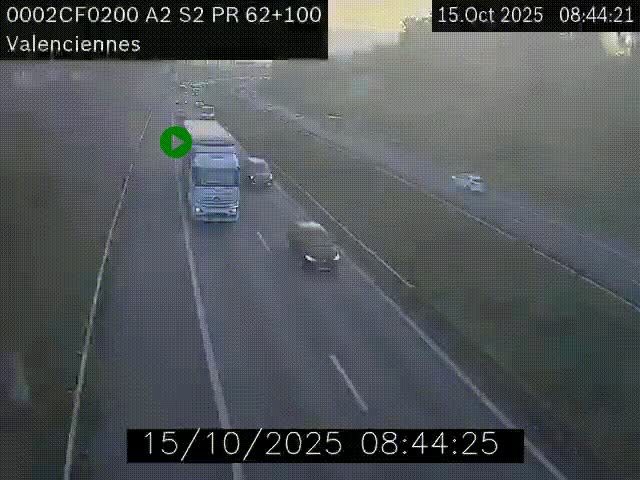 Webcam autoroute A2 à Valenciennes. Vue orientée vers Maubeuge et Mons (Belgique)