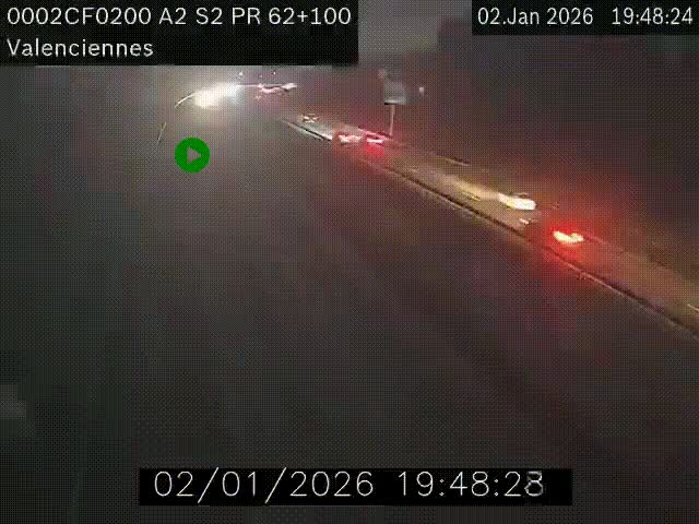 Webcam autoroute A2 à Valenciennes. Vue orientée vers Maubeuge et Mons (Belgique)