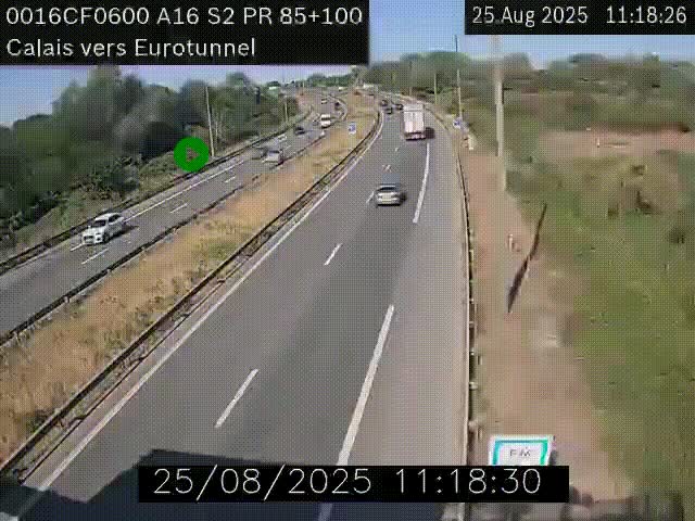Webcam A16 à Calais en direction du Tunnel sous la Manche (Eurotunnel)