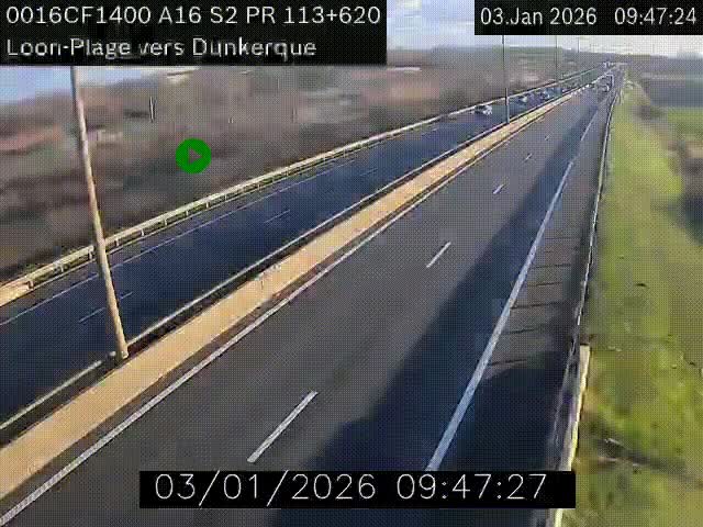 Webcam autoroute A16 à hauteur de Loon-Plage. Vue orientée vers Dunkerque et la Belgique.