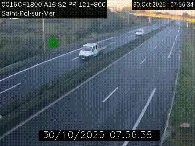 Webcam autoroute A16 à proximité de Dunkerque, à hauteur de la sortie Saint-Pol-sur-Mer. Vue orientée vers Calais