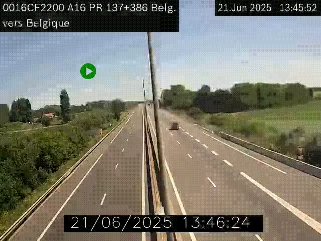 Webcam à la frontière franco-belge au niveau de Bray-Dunes/De-Panne sur l'autoroute A16. Vue orientée vers la Belgique