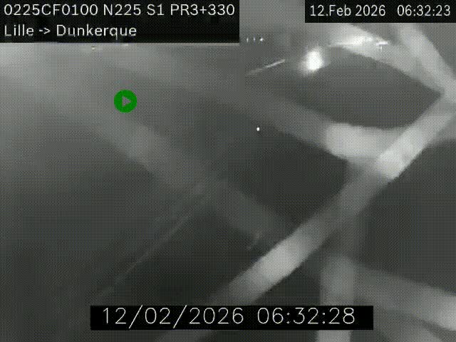 Webcam autoroute A25 (N225) à hauteur de Bergues (Bierne). Vue orientée vers Dunkerque.