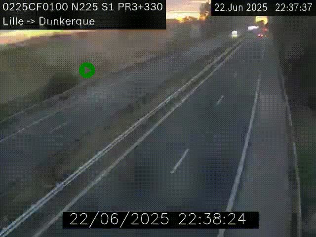 Webcam autoroute A25 (N225) à hauteur de Bergues (Bierne). Vue orientée vers Dunkerque.