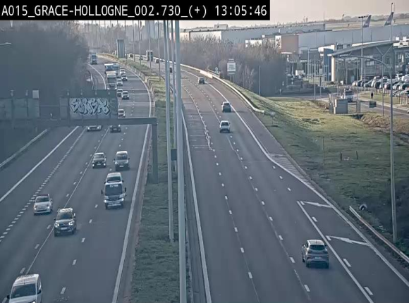 Webcam E42/A15 à Grâce-Hollogne, à proximité de la jonction avec l'A604. Vue orientée vers Namur